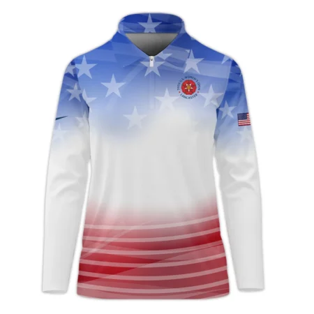 Star White Blue Red Background Nike 79th U.S. Women’s Open Lancaster Quater Zip Sleeveless Polo Shirt
