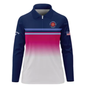 Dark Blue Pink White Line Callaway 79th U.S. Women’s Open Lancaster Long Polo Shirt
