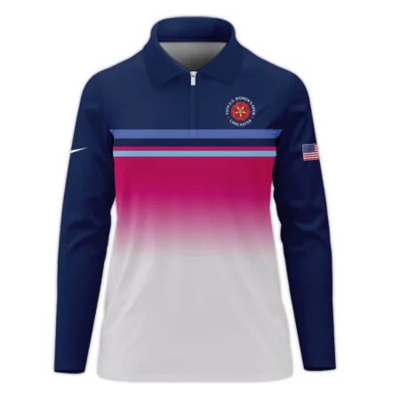 Dark Blue Pink White Line Nike 79th U.S. Women’s Open Lancaster Quater Zip Sleeveless Polo Shirt