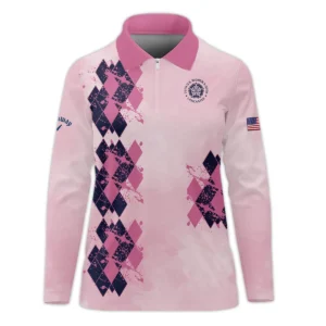 79th U.S. Women’s Open Lancaster Callaway Argyle Plaid Pink Blue Pattern Quater Zip Women