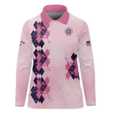 79th U.S. Women’s Open Lancaster Callaway Argyle Plaid Pink Blue Pattern Short Polo Shirt