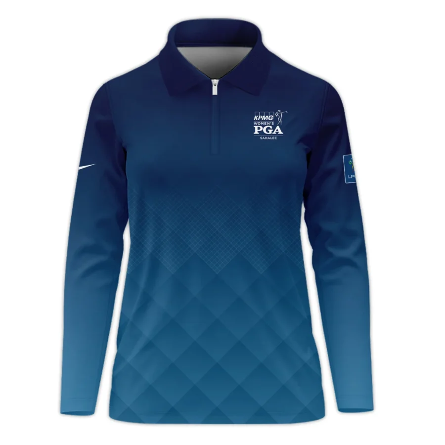 Nike 2024 KPMG Women's PGA Championship Blue Diamond Abstract Zipper Long Polo Shirt