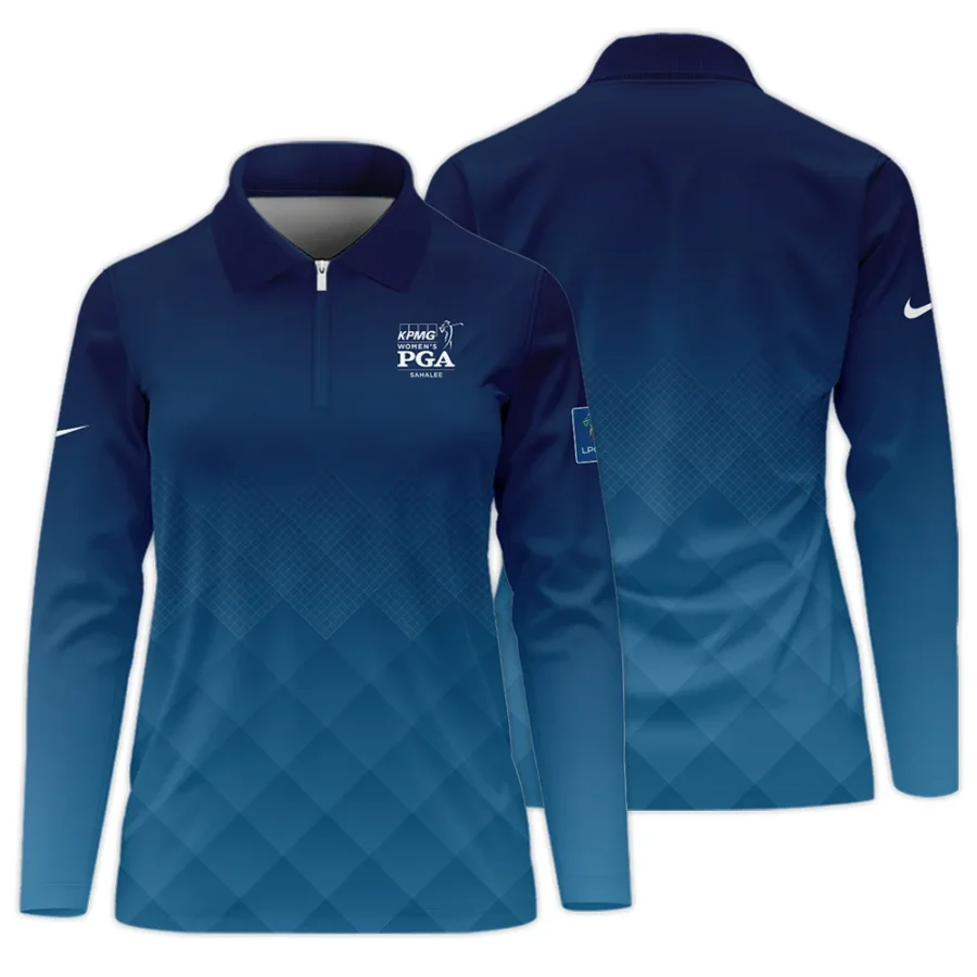 Nike 2024 KPMG Women's PGA Championship Blue Diamond Abstract Zipper Long Polo Shirt