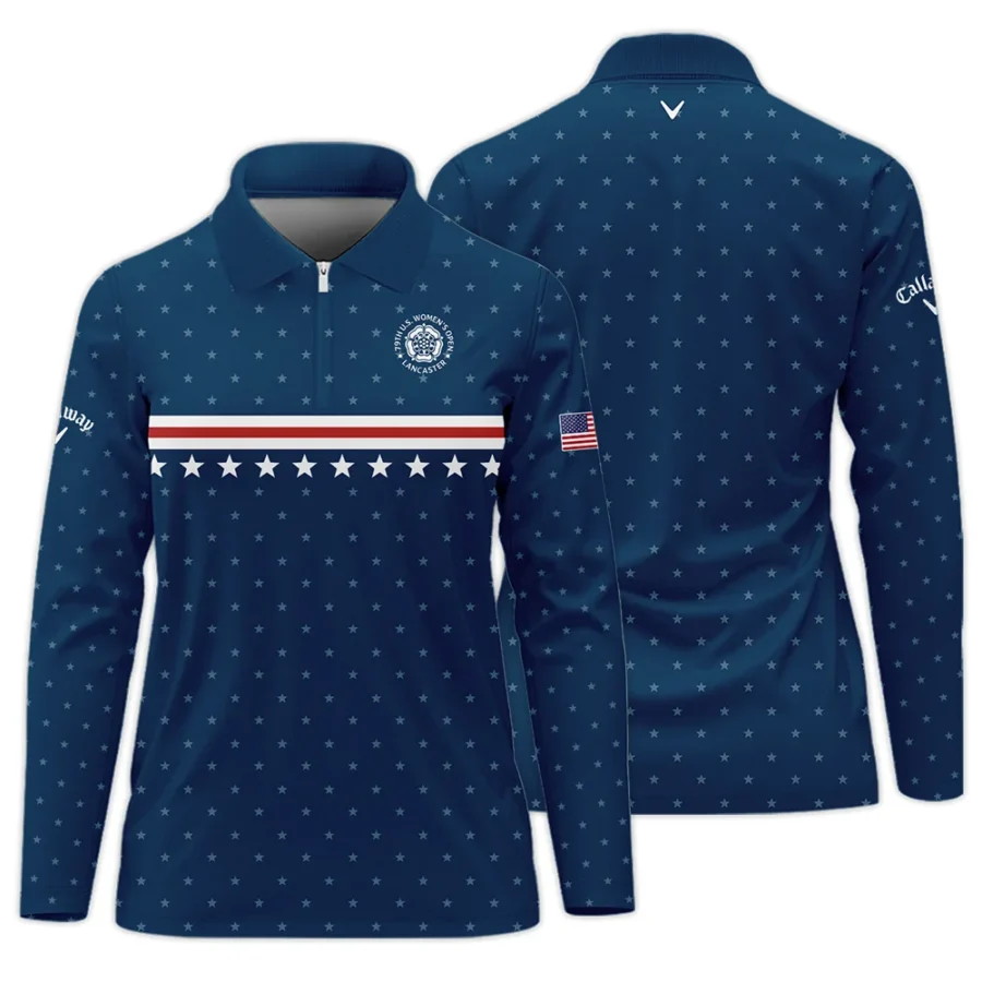 Golf Navy Blue Star American Callaway 79th U.S. Women’s Open Lancaster Zipper Long Polo Shirt