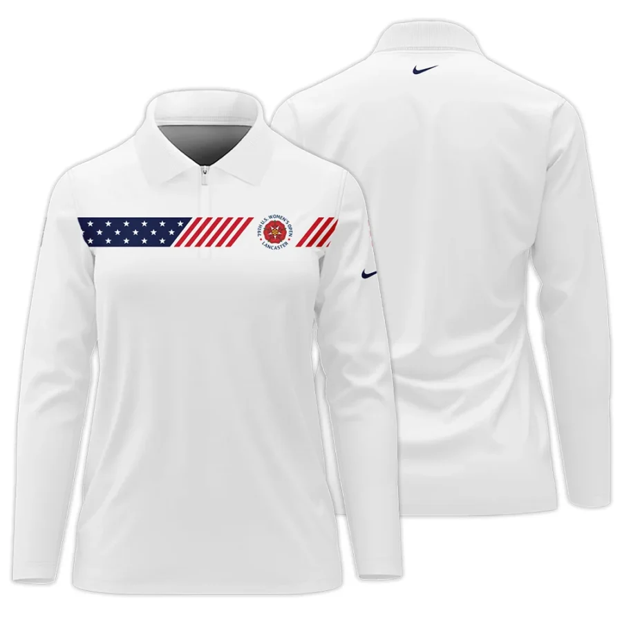 Golf American Flag White Nike 79th U.S. Women’s Open Lancaster Zipper Long Polo Shirt