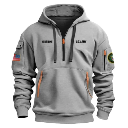 Personalized Name Color Gray Every Soldier That Died Defending It U.S. Army Veteran Hoodie Half Zipper