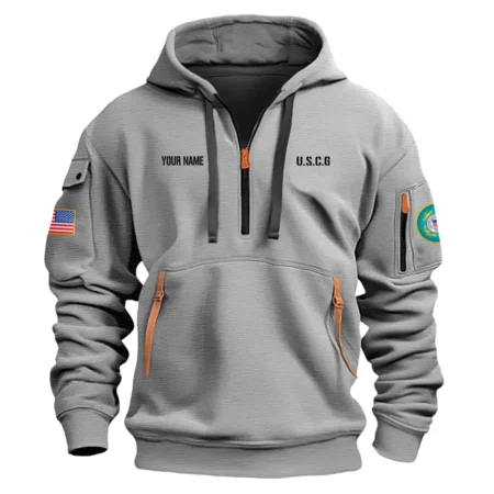 Personalized Name Color Gray I Have Earned It With My Blood Sweat And Tears Veteran U.S. Coast Guard Veteran Hoodie Half Zipper