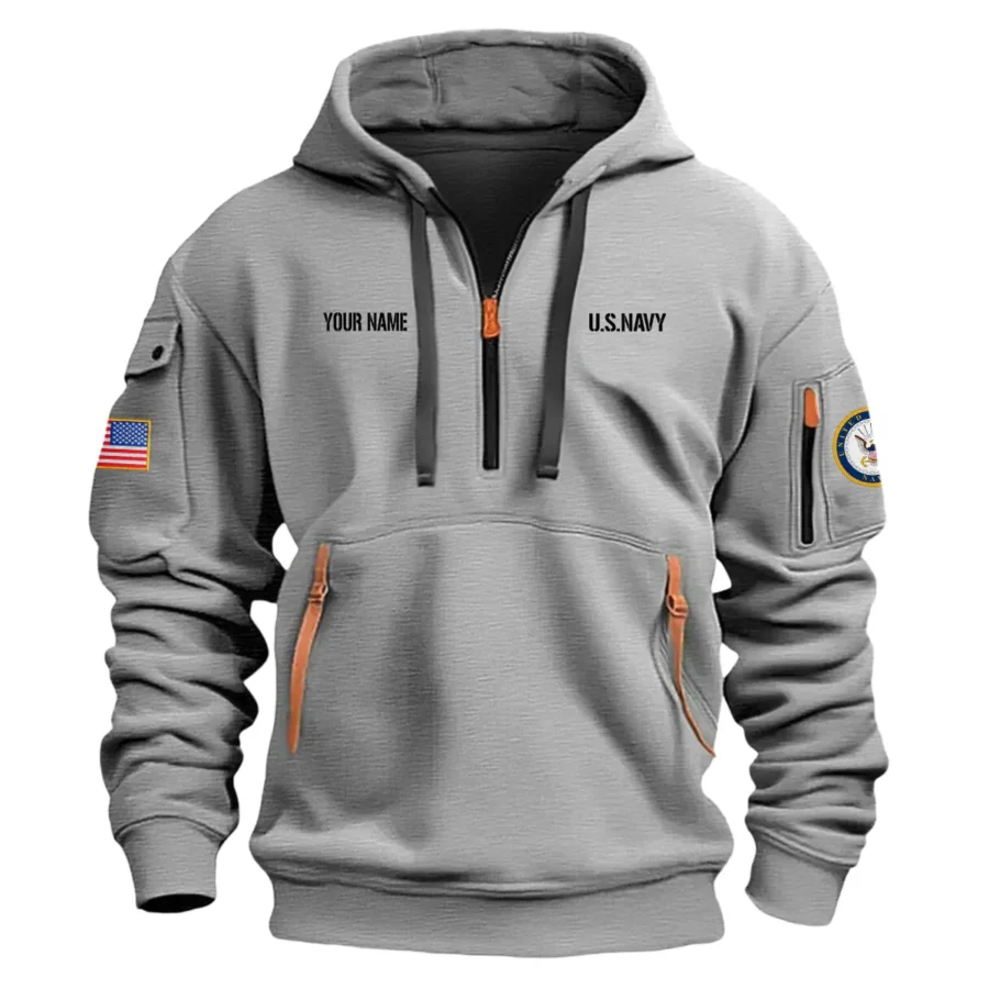 Personalized Name Color Gray I Have Earned It With My Blood Sweat And Tears Veteran U.S. Navy Veteran Hoodie Half Zipper