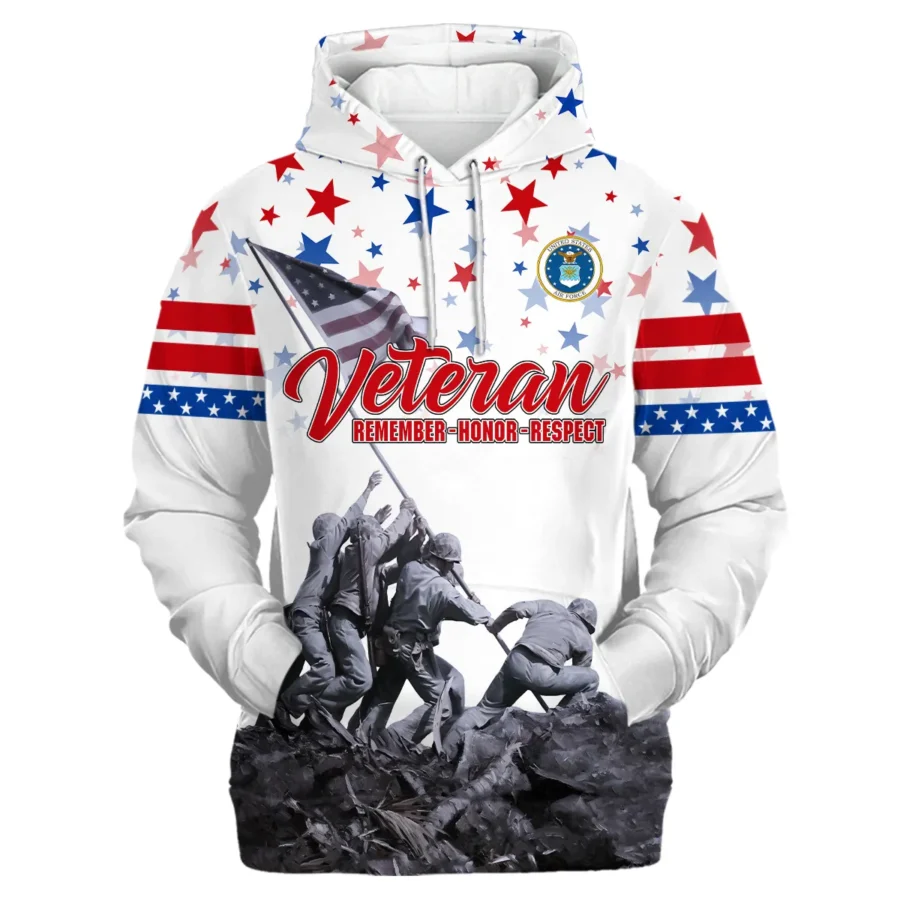 Veteran Memorial Day Remember Honor Respect U.S. Air Force Veterans All Over Prints Hoodie Shirt