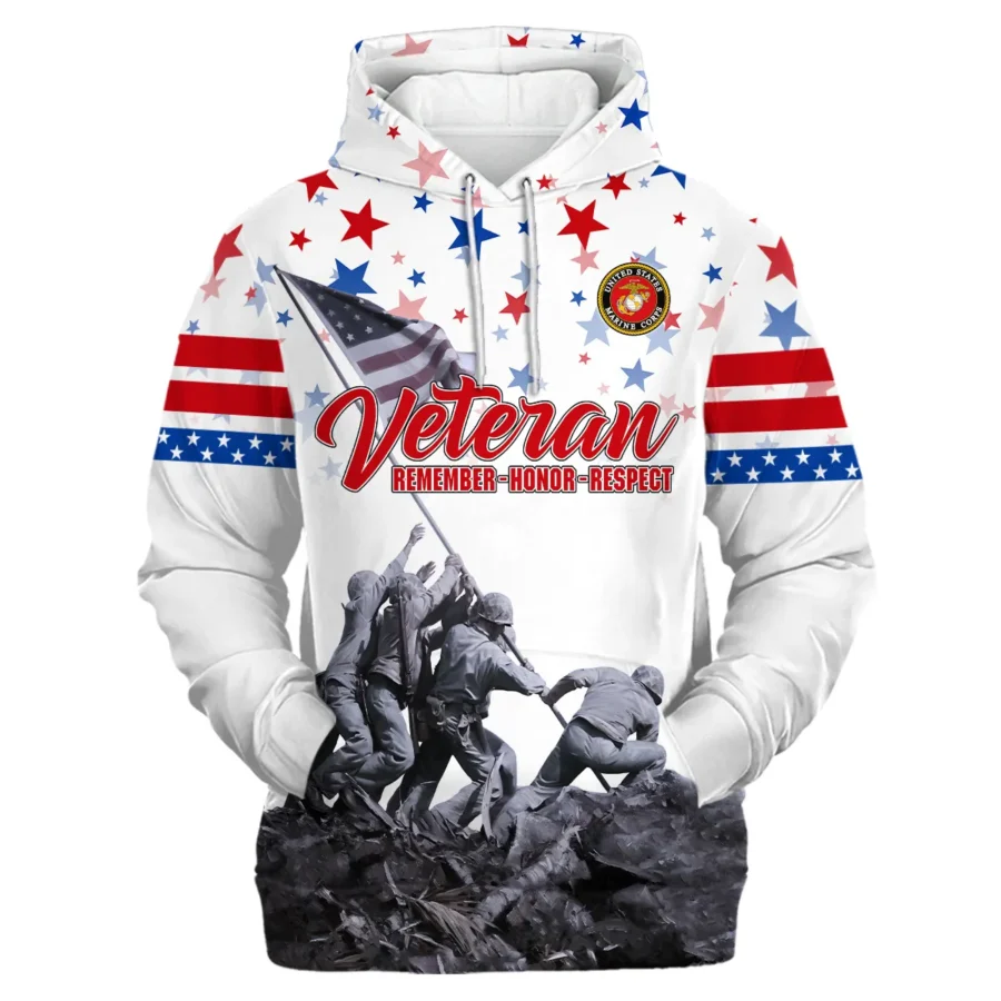 Veteran Memorial Day Remember Honor Respect U.S. Marine Corps Veterans All Over Prints Hoodie Shirt