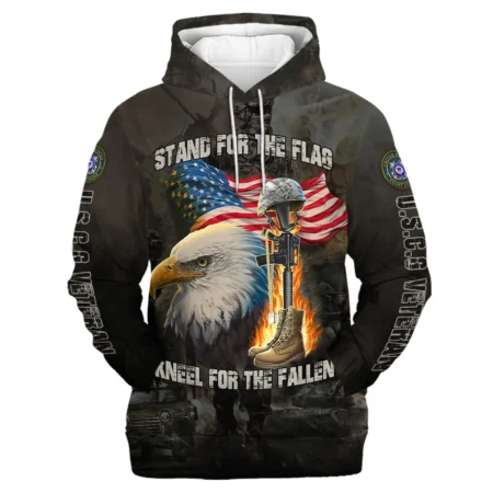 Veteran Stand For The Flag Kneel For The Fallen U.S. Coast Guard Veterans All Over Prints Hoodie Shirt