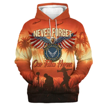 Veteran Never Forget Our Fallen Heroes U.S. Air Force Veterans All Over Prints Hoodie Shirt