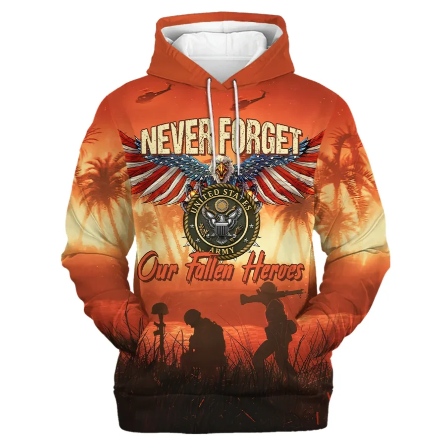 Veteran Never Forget Our Fallen Heroes U.S. Army Veterans All Over Prints Hoodie Shirt