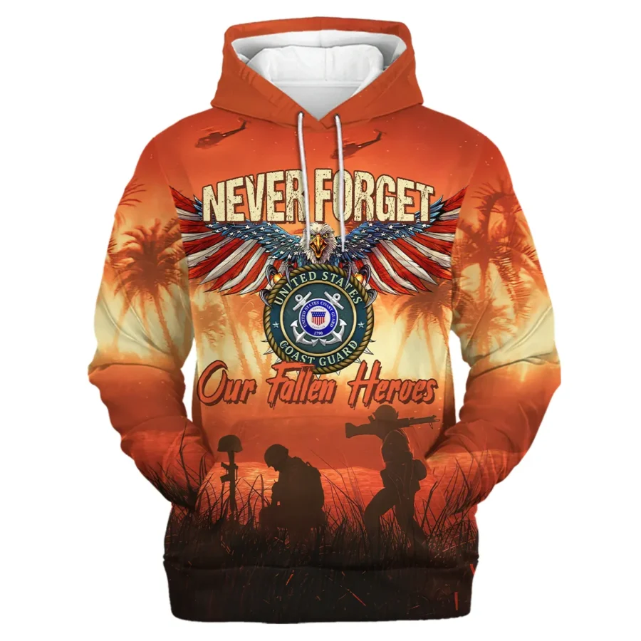 Veteran Never Forget Our Fallen Heroes U.S. Coast Guard Veterans All Over Prints Hoodie Shirt