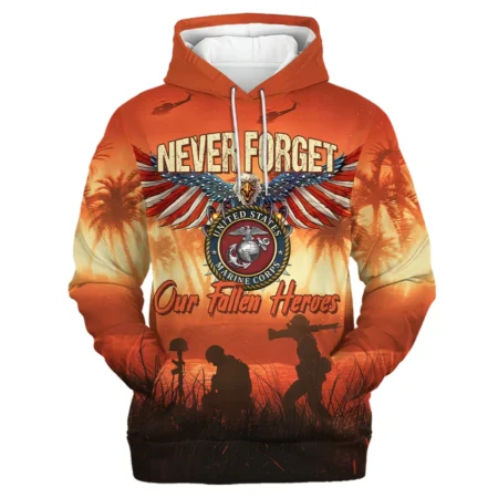 Veteran Never Forget Our Fallen Heroes U.S. Marine Corps Veterans All Over Prints Hoodie Shirt