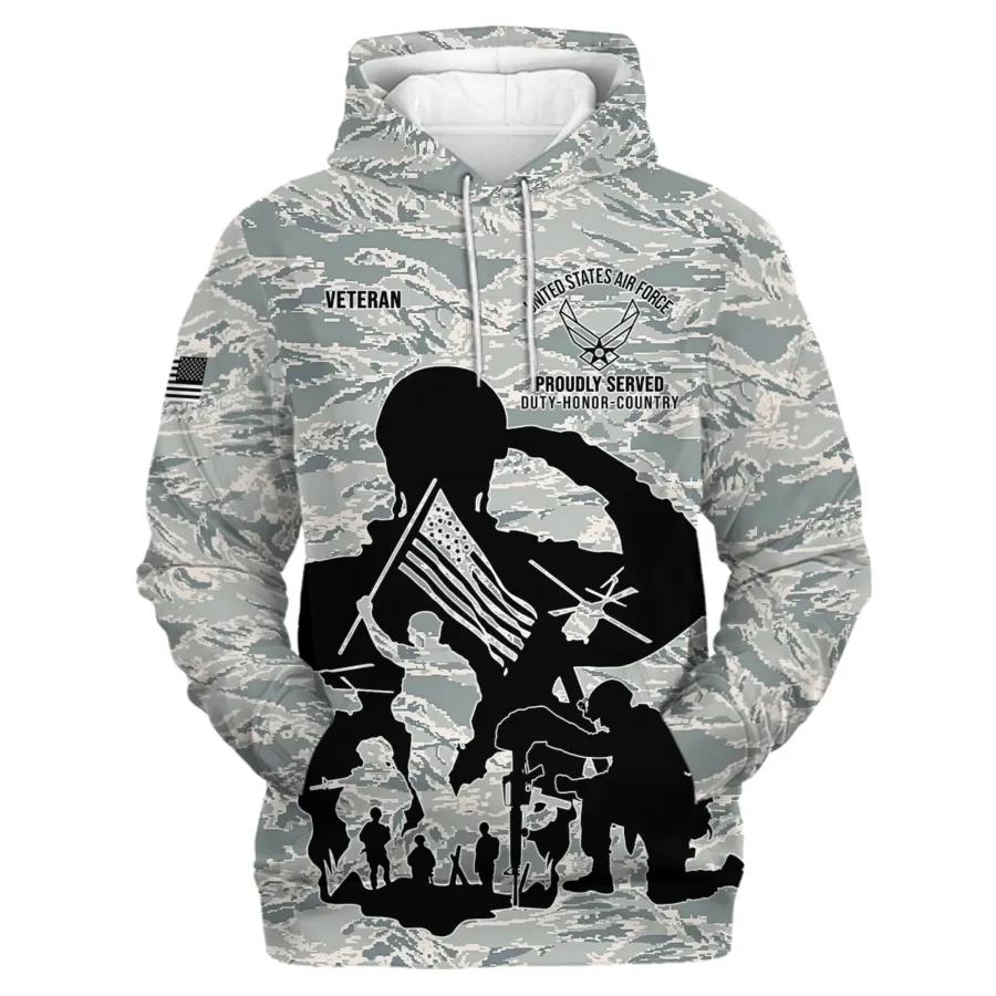 Veteran Proudly Served Duty Honor Country U.S. Air Force Veterans All Over Prints Hoodie Shirt