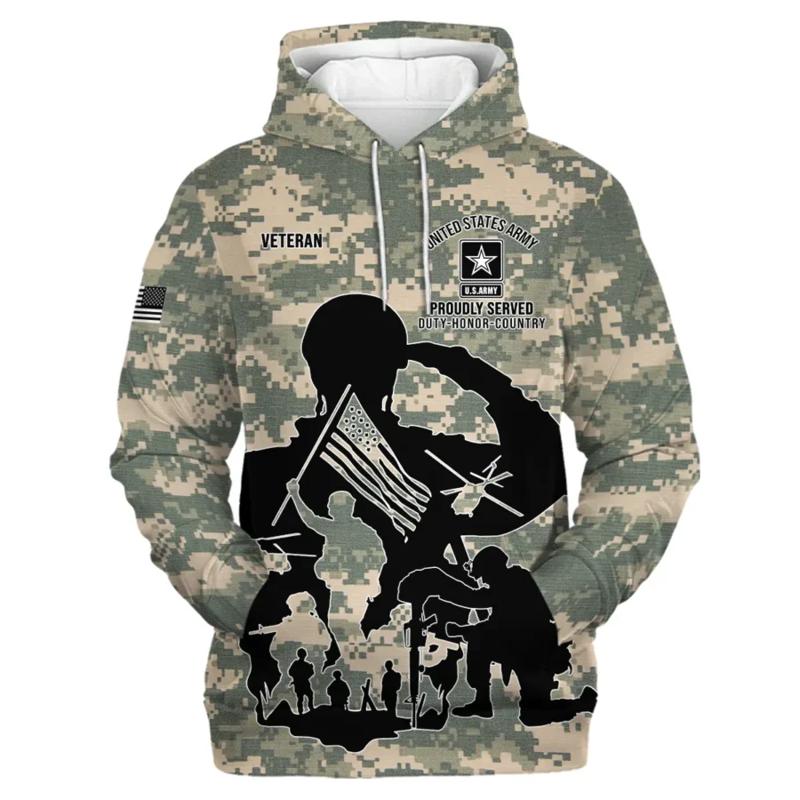 Veteran Proudly Served Duty Honor Country U.S. Army Veterans All Over Prints Hoodie Shirt