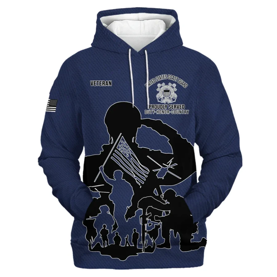 Veteran Proudly Served Duty Honor Country U.S. Coast Guard Veterans All Over Prints Hoodie Shirt