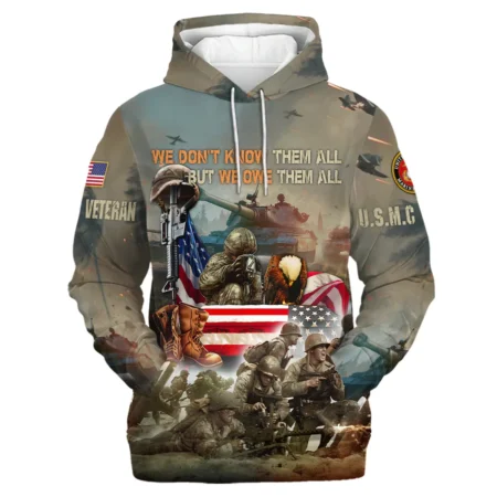 Veteran We Dont Know Them All But We Owe Them All U.S. Marine Corps Veterans All Over Prints Hoodie Shirt