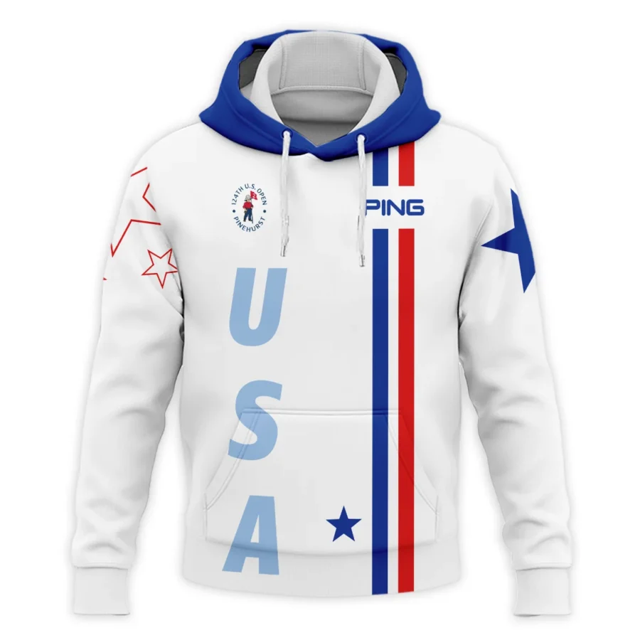 124th U.S. Open Pinehurst Ping Blue Red Line White Hoodie Shirt Style Classic Hoodie Shirt