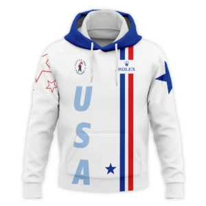 124th U.S. Open Pinehurst Rolex Blue Red Line White Zipper Hoodie Shirt Style Classic Zipper Hoodie Shirt