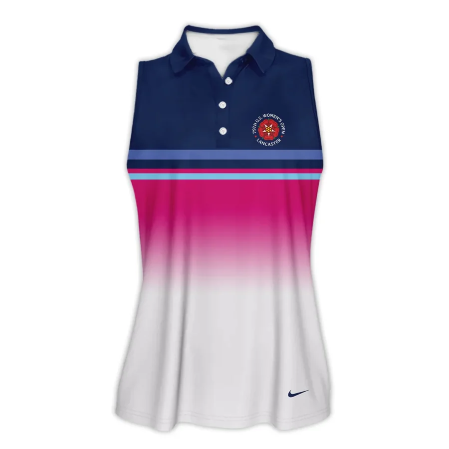 Dark Blue Pink White Line Nike 79th U.S. Women’s Open Lancaster Sleeveless Polo Shirt