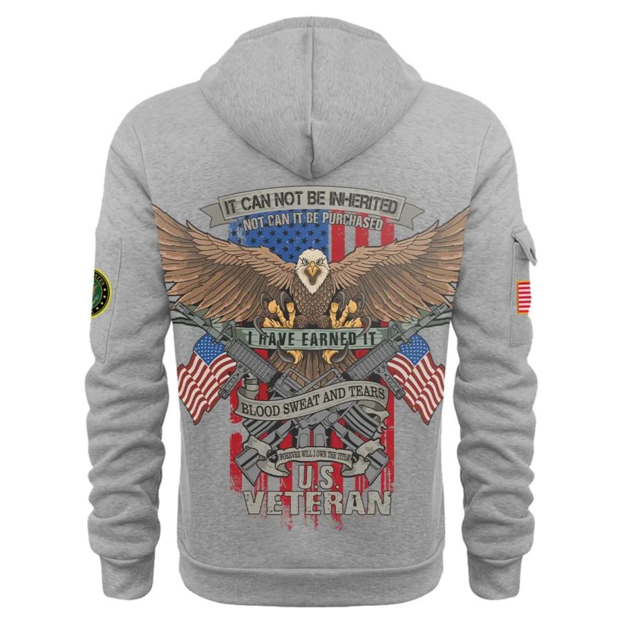 Personalized Name Color Gray It CanNot Be Inherited U.S. Army Veteran Hoodie Half Zipper