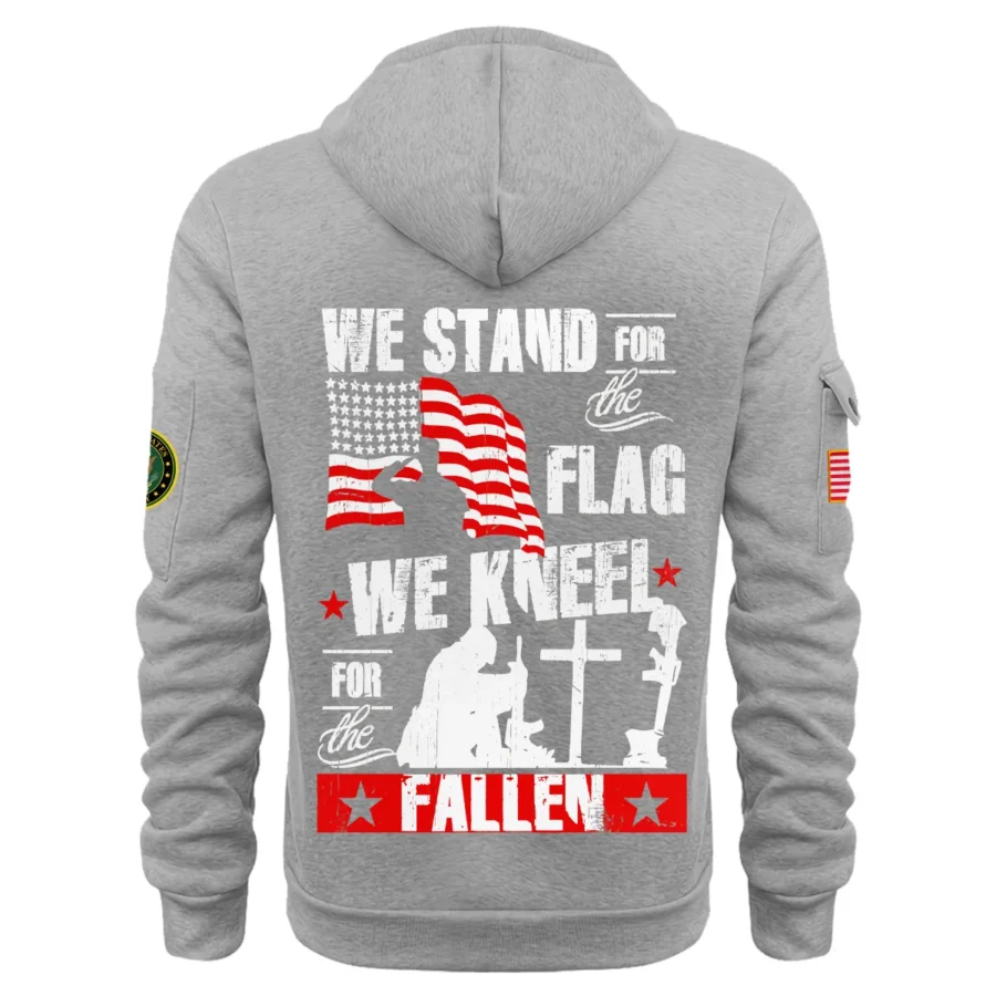 Personalized Name Color Gray We Stand For The Flag U.S. Army Veteran ...