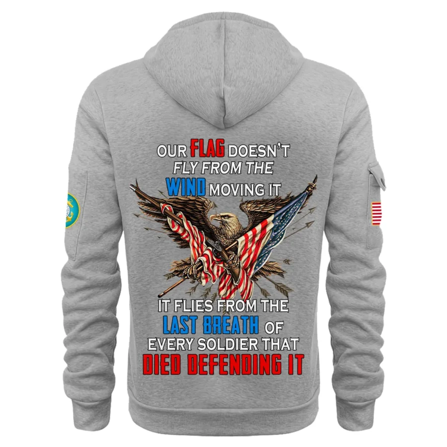 Personalized Name Color Gray Every Soldier That Died Defending It U.S. Coast Guard Veteran Hoodie Half Zipper