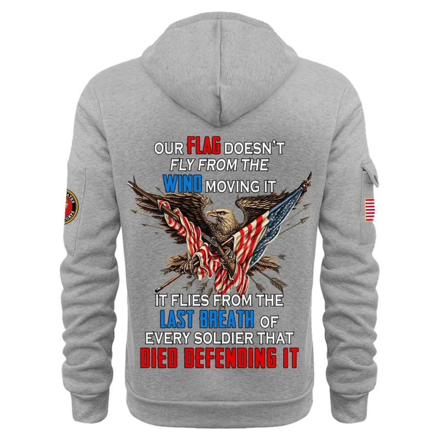 Personalized Name Color Gray Every Soldier That Died Defending It U.S. Marine Corps Veteran Hoodie Half Zipper