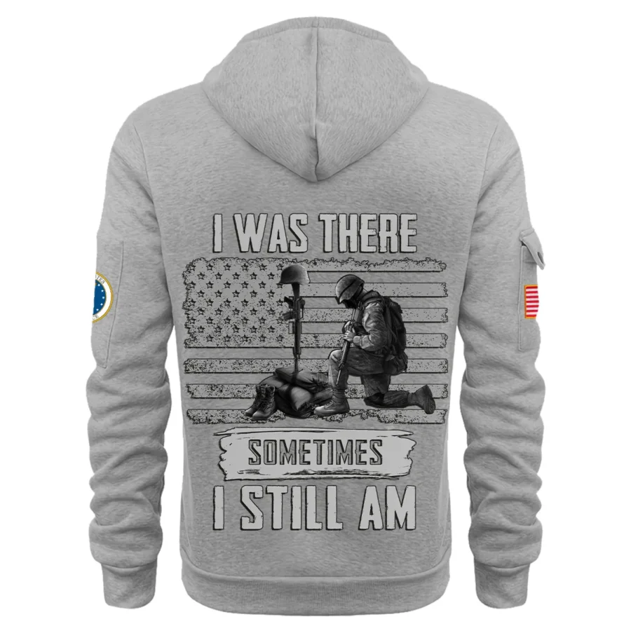 Personalized Name Color Gray I Was There Sometimes I Still Am U.S. Air Force Veteran Hoodie Half Zipper