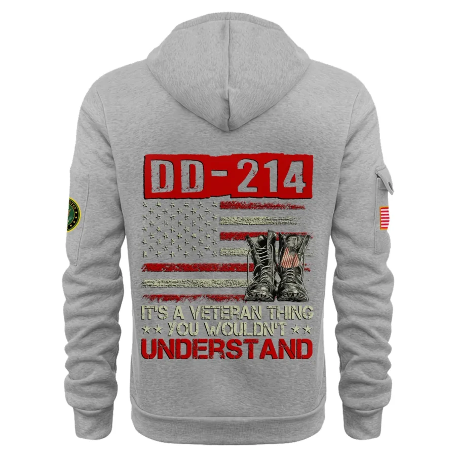 Personalized Name Color Gray DD-214 Its A Veteran Thing You Wouldnt Understand U.S. Army Veteran Hoodie Half Zipper