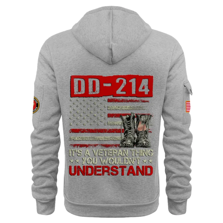 Personalized Name Color Gray DD-214 Its A Veteran Thing You Wouldnt Understand U.S. Marine Corps Veteran Hoodie Half Zipper