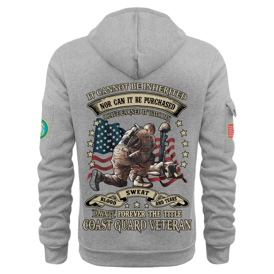 Personalized Name Color Gray I Have Earned It With My Blood Sweat And Tears Veteran U.S. Coast Guard Veteran Hoodie Half Zipper