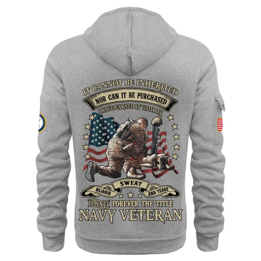 Personalized Name Color Gray I Have Earned It With My Blood Sweat And Tears Veteran U.S. Navy Veteran Hoodie Half Zipper