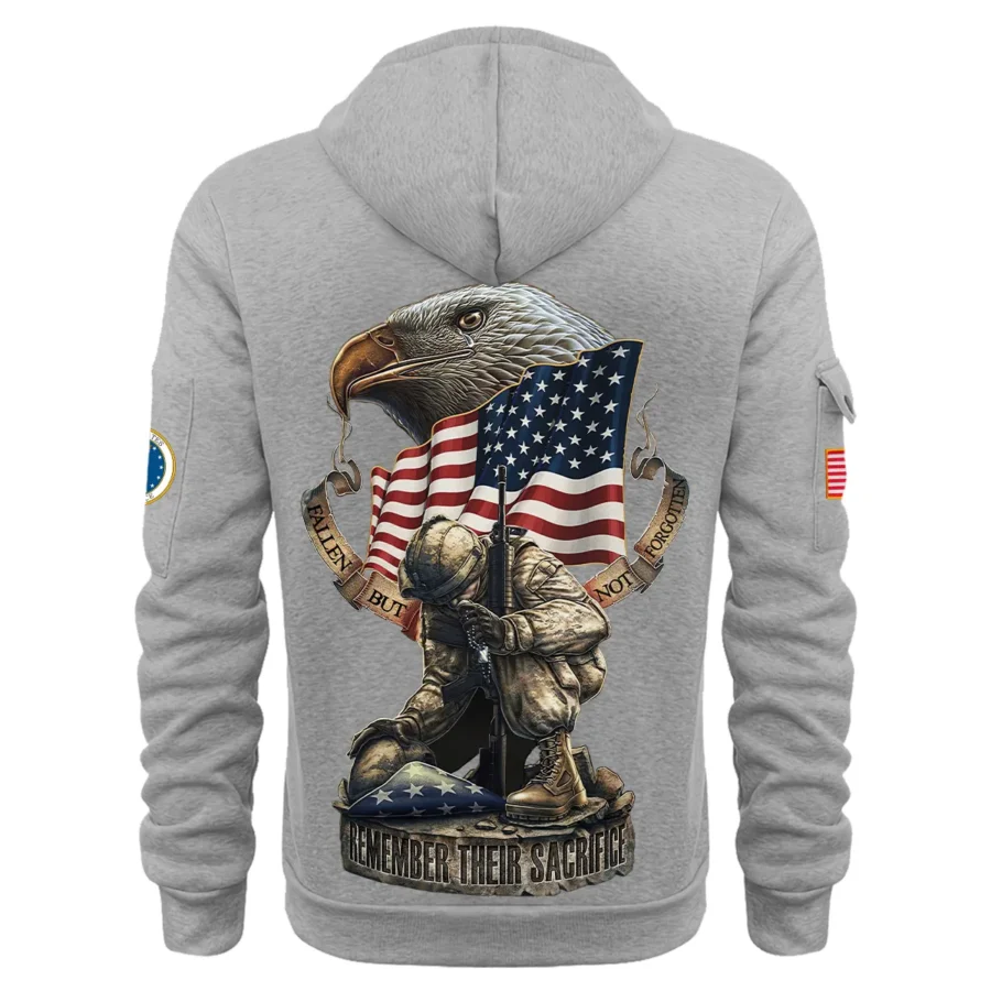 Personalized Name Color Gray Fallen But Not Forgotten Remember Their Sacrifice U.S. Air Force Veteran Hoodie Half Zipper