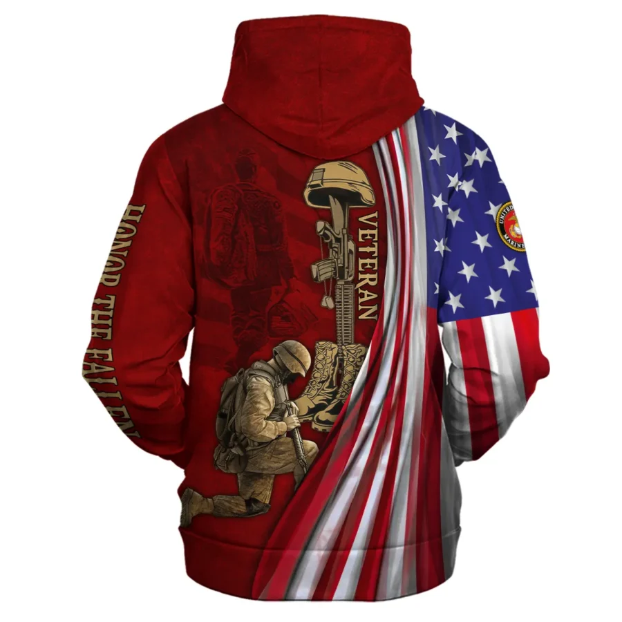 Veteran Us Flag Honor The Fallen U.S. Marine Corps Veterans All Over Prints Hoodie Shirt