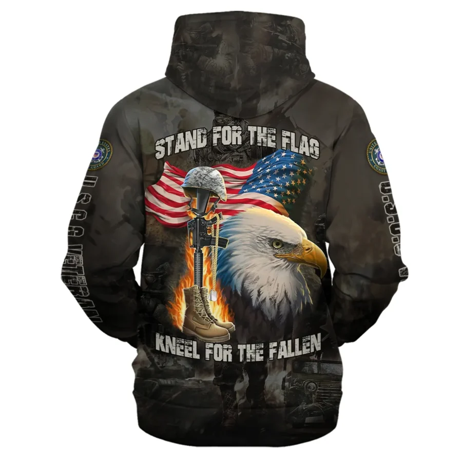 Veteran Stand For The Flag Kneel For The Fallen U.S. Coast Guard Veterans All Over Prints Zipper Hoodie Shirt