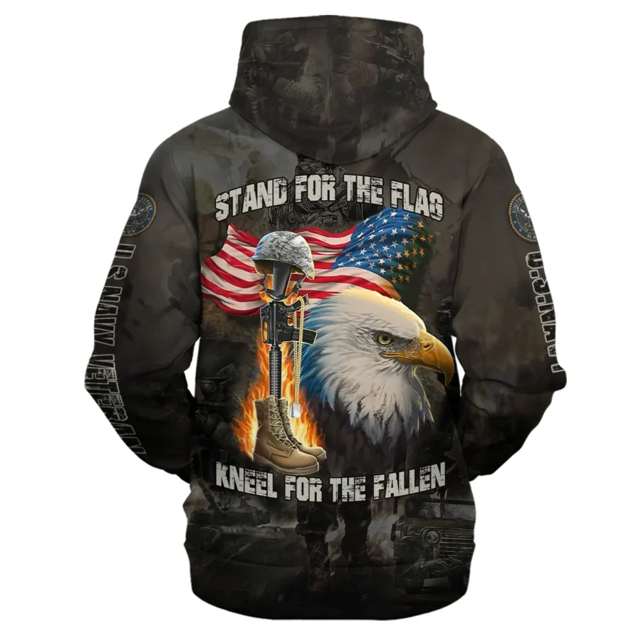 Veteran Stand For The Flag Kneel For The Fallen U.S. Navy Veterans All Over Prints Zipper Hoodie Shirt