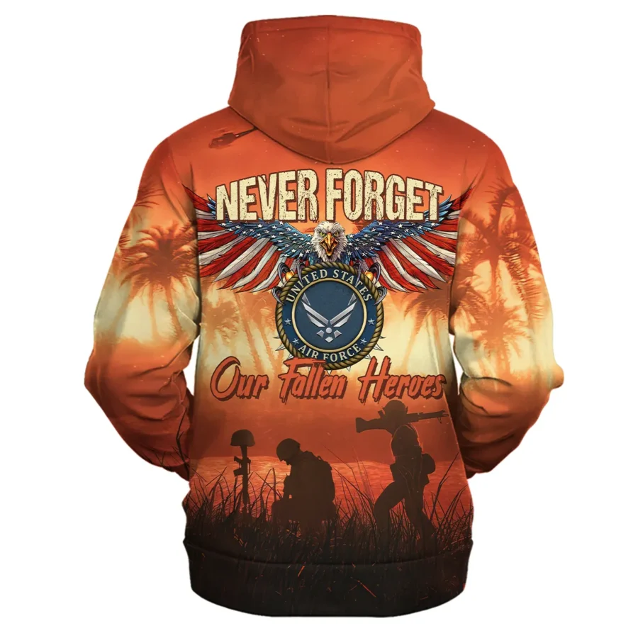 Veteran Never Forget Our Fallen Heroes U.S. Air Force Veterans All Over Prints Zipper Hoodie Shirt