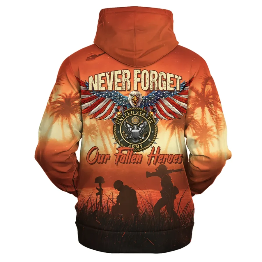 Veteran Never Forget Our Fallen Heroes U.S. Army Veterans All Over Prints Zipper Hoodie Shirt