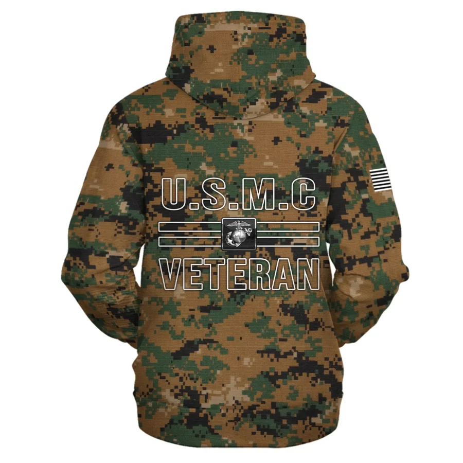 Veteran Proudly Served Duty Honor Country U.S. Marine Corps Veterans All Over Prints Zipper Hoodie Shirt