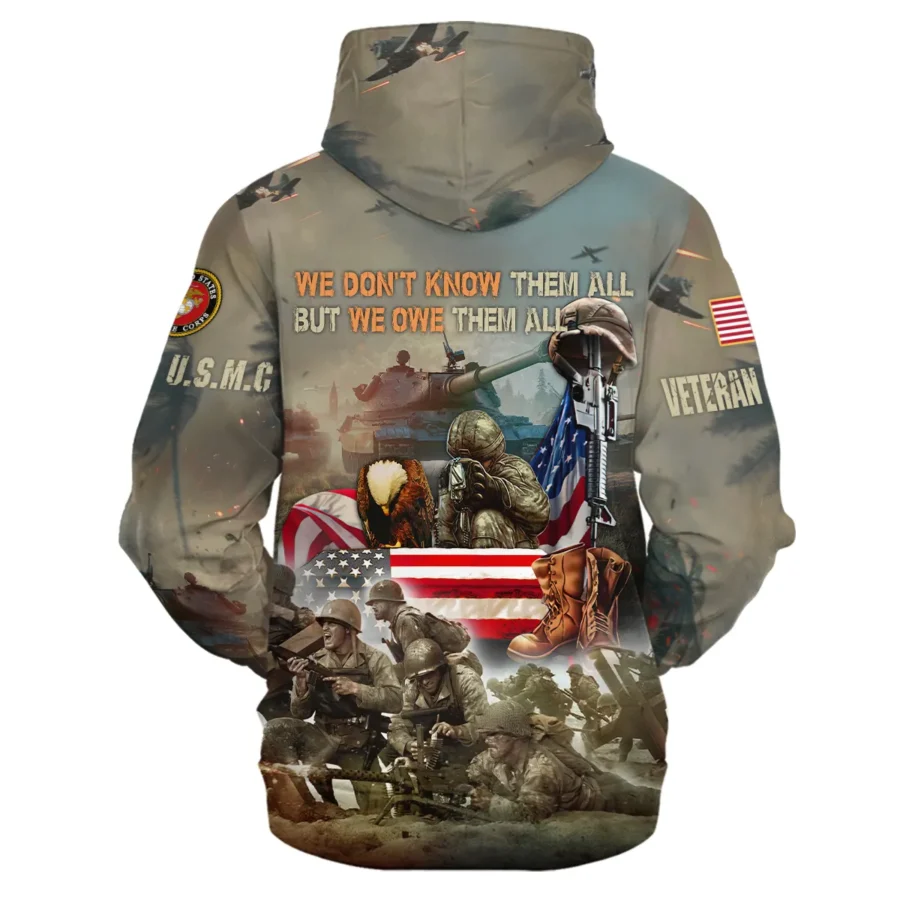 Veteran We Dont Know Them All But We Owe Them All U.S. Marine Corps Veterans All Over Prints Hoodie Shirt