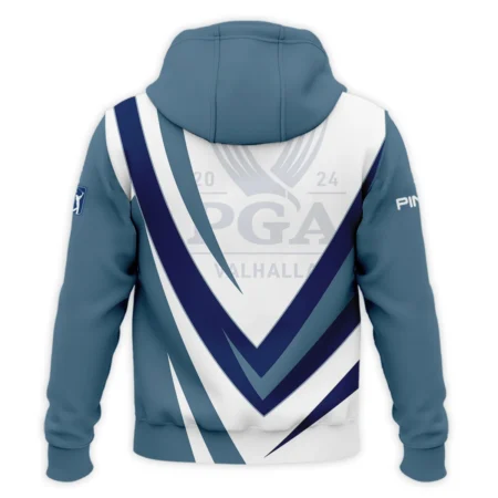 Ping 2024 PGA Championship Valhalla Dark Moderate Blue White Blue Zipper Hoodie Shirt Style Classic Zipper Hoodie Shirt