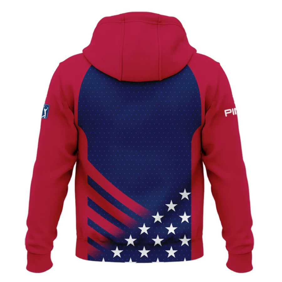 Ping 124th U.S. Open Pinehurst Star White Dark Blue Red Background Hoodie Shirt Style Classic Hoodie Shirt