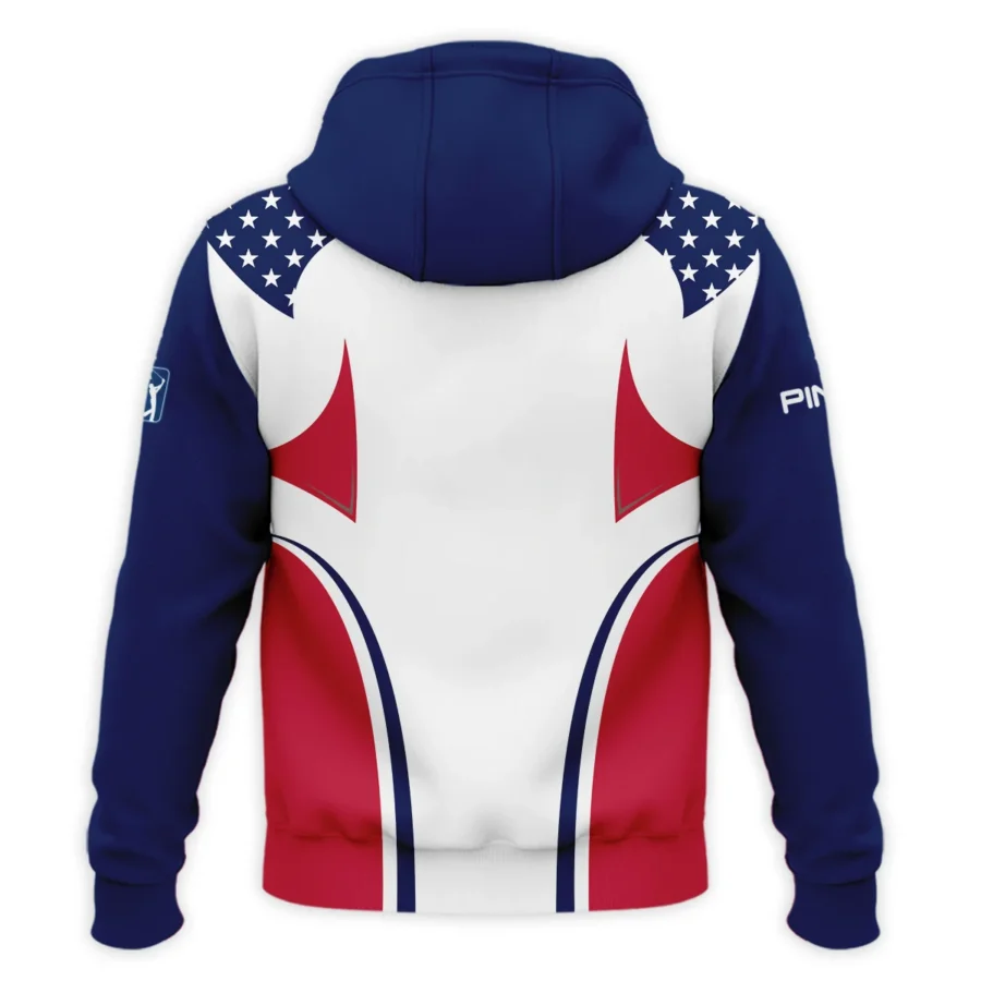 124th U.S. Open Pinehurst Ping Stars White Dark Blue Red Line Zipper Hoodie Shirt Style Classic Zipper Hoodie Shirt