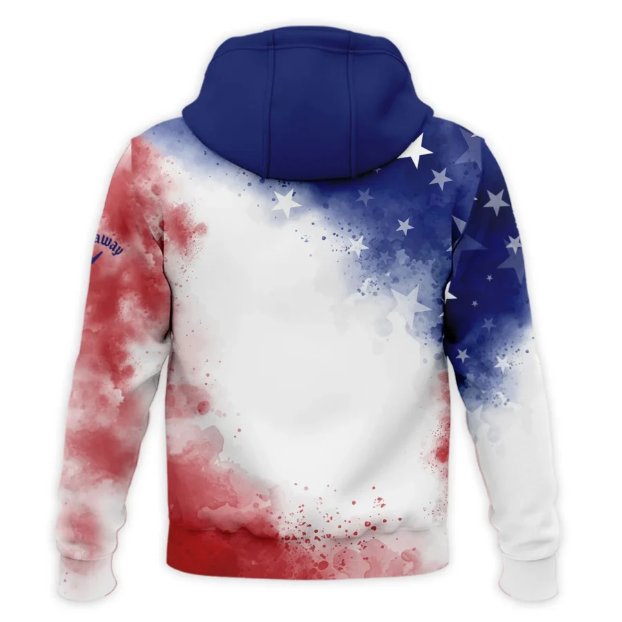 124th U.S. Open Pinehurst Callaway Blue Red Watercolor Star White Backgound Hoodie Shirt Style Classic Hoodie Shirt