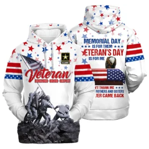 Veteran Memorial Day Remember Honor Respect U.S. Army Veterans All Over Prints Zipper Hoodie Shirt