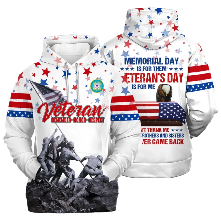 Veteran Memorial Day Remember Honor Respect U.S. Coast Guard Veterans All Over Prints Hoodie Shirt