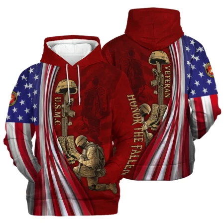 Veteran Us Flag Honor The Fallen U.S. Marine Corps Veterans All Over Prints Hoodie Shirt